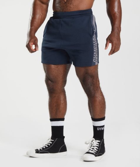 Men's Gymshark Bold React 5" Shorts Navy | CA 7D038N